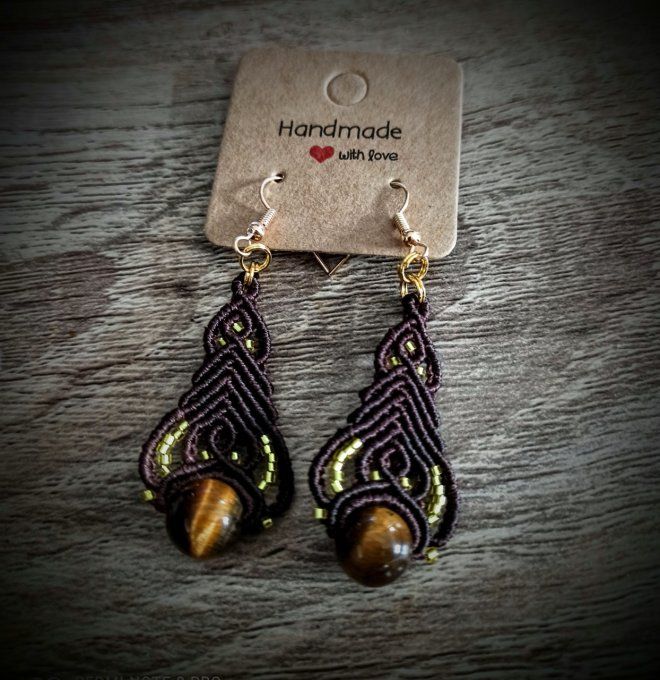 Boucles d oreilles oeil de tigre